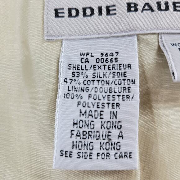 VTG AKA Eddie Bauer Silk Blend Jacket Womens 10 Cream Tan Lined Preppy Academia - Picture 4 of 14